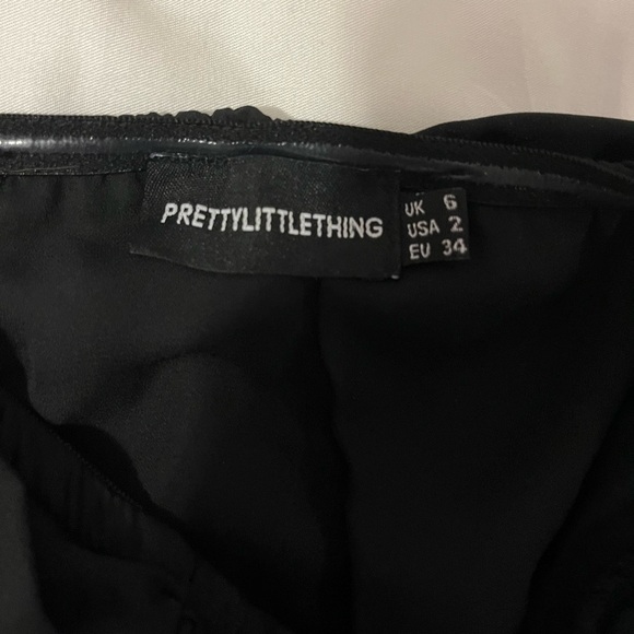 Pretty Little Thing Women’s Black Chiffon Ruched Spilt Hem Bandeau Corset Top - Picture 8 of 8